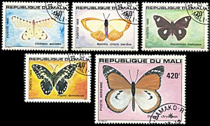 Mali 391-394,C402, CTO, Butterflies