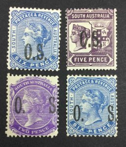 MOMEN: SOUTH AUSTRALIA SG #O70,O74,O82,O85 1899 MINT OG H £280 LOT #63850