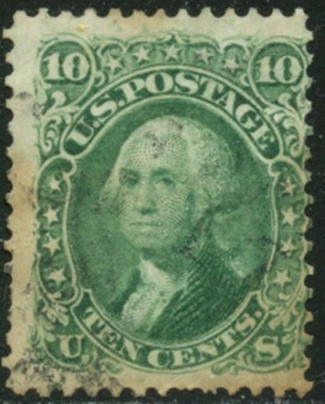 US  Sc#68 1861 10c Green Avg-F Used with Stain