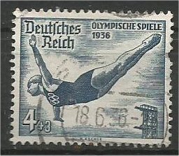 GERMANY, 1936, used 4pf+3pf, Summer Olympic Scott B83