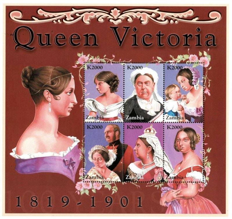 Zambia 2001 - Queen Victoria 100th Anniversary - Sheet of 6 - Scott 955 - MNH 
