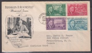 United States Scott 930-3 Art Craft FDC - Franklin D. Roosevelt