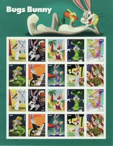 Bugs Bunny 80th Birthday Sheet of Twenty  -  Postage Stamps Scott 5494-03