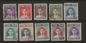 Thailand 254-73 1947  10 val  fine used