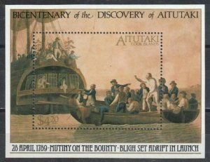 Aitutaki Stamp 434  - Mutiny on Bounty Discovery of Aitutaki