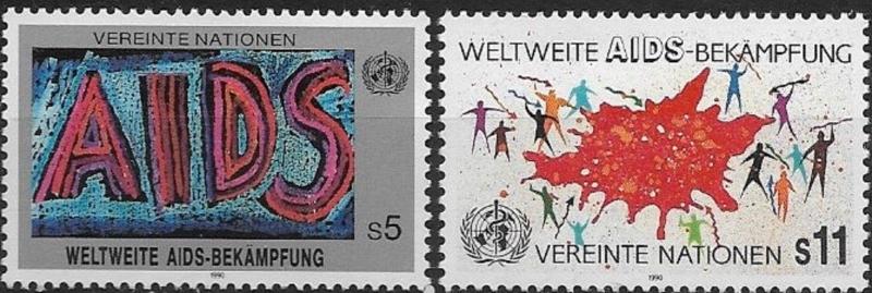 United Nations 1990 Vienna SIDA - Stylized Figures SC# 99-100 MNH