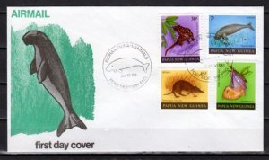 Papua New Guinea, Scott cat. 525-528. Bat, Dolphin, Wild Cat. First day cover.