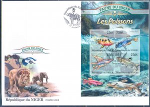 NIGER 2013 FAUNA OF AFRICA  FISH  SHEET FIRST DAY COVER