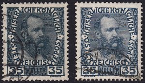 Austria - 1908 - Scott #120,120a - used - both paper types