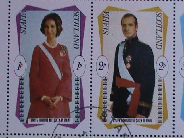 ​SCOTLAND-STAFFA-1979 HONERNING THE QUEEN OF SPAIN -CTO SHEET VF-EST.$ 10