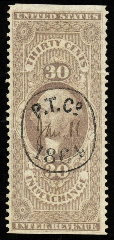 01697 U.S. Revenue Scott  R52b 30c Inland Exch. Part Perf, scarce tool co. cxl