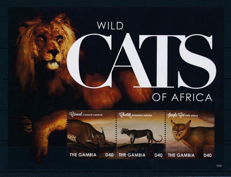 [32144] Gambia 2012 Wild Animals Mammals Wild cats MNH Sheet