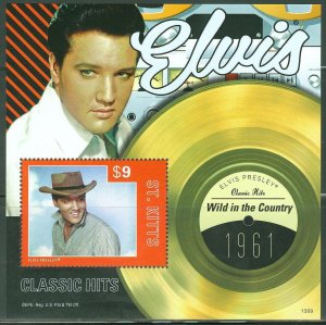 ST. KITTS 2013 ELVIS PRESLEY WILD IN THE COUNTRY  CLASSIC HITS SOUVENIR SHEET