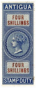 (I.B) Antigua Revenue : Duty Stamp 4/- (1870)