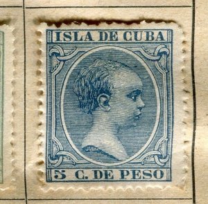 SPANISH COLONIES CARIBBEAN; 1890s classic Baby King Mint hinged 5c. value