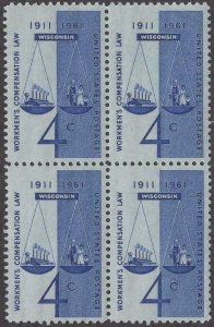 Scott # 1186 - US Block Of 4 - Workmen's Compensation - MNH -1961