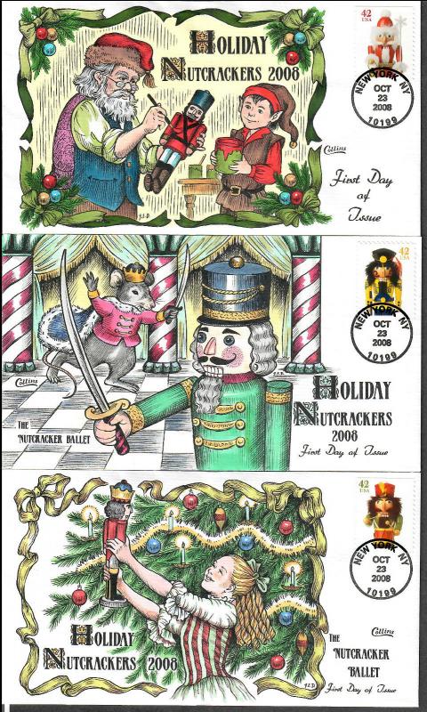 US Collins FDC SC#4360-4363 Holiday Nutcrackers 2008