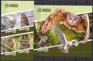 Niger 2018 Birds Owls I sheet + S/S MNH