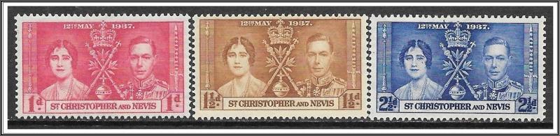 St Kitts & Nevis #76-78 Coronation Complete Set MH