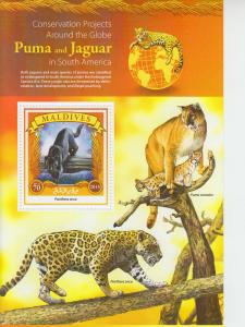 2015 Maldives Puma & Jaguar SS (Scott 3466) MNH