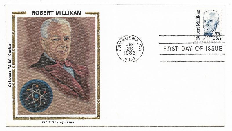 US 1866 37c Robert Millikan on FDC Colorano Silk Cachet ECV $12.50