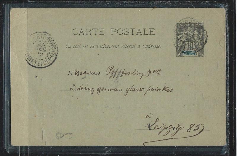 DAHOMEY  (PP2709B) 1910   PSC TO GERMANY  WITH MSG