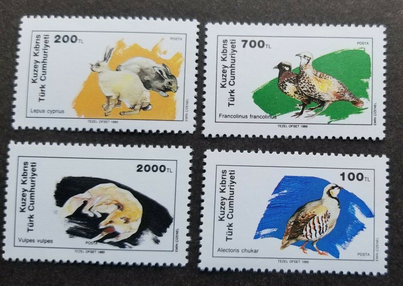 *FREE SHIP Turkish Cyprus Fauna 1989 Wildlife Rabbit Bird Pheasant (stamp) MNH