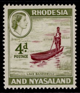 RHODESIA & NYASALAND QEII SG23, 4d maroon & olive, NH MINT.