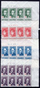 FINLAND 1948 RED CROSS B87-B90 FACIT 349-352 DATEBLOCKS OF 8 PERFECT MNH