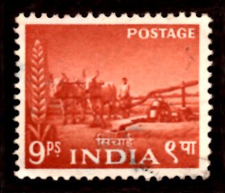 India 9ps Bullock Irrigation Pump, Animals 1955 SG.356, Sc.256 Used (#01)