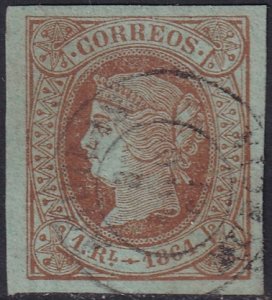 Spain 1864 Sc 65 used date cancel