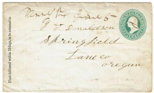 1870's Perry, TX (DPO) manuscript cancel on 3c envelope, Helbock rarity 6
