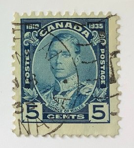 Canada 1935 Scott 214 used - 5c,  Silver Jubilee of King George V