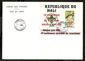 Mali, Scott cat. 432. 28th Scout Conference o/p s/sht. Large First day cover. ^