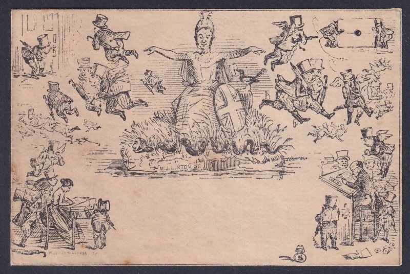 Great Britain, Punch Mulready Caricature Envelope Unused Black, Deraedmaeker