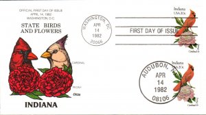 #1966 Indiana Birds - Flowers Collins FDC