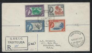 GILBERT AND ELLICE ISLANDS (P2612B) 1965 QEII REG FROM TABITEUEA TO USA