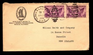 1936 Albqu & LA RPO Cover to New Zealand - L10060