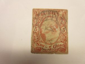 SAXONY, Scott: 13 THIN, USED, Lot21.1, Cat $65