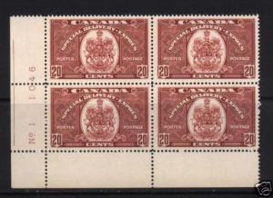 Canada #E8 VF/NH Plate #1 LL Block