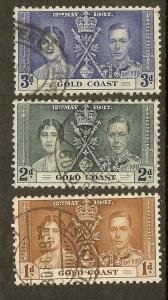 Gold Coast, Scott #112-114; King George VI Coronation, Used