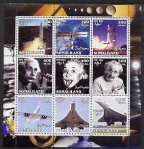 SOMALILAND - 2002- Space Einstein Concorde - Perf 9v Sheet - M N H-Private Issue