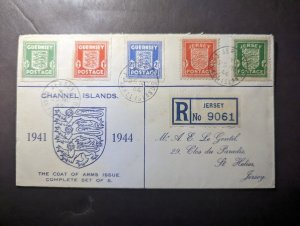 1944 Registered England Channel Islands Souvenir Cover Jersey CI Local Use