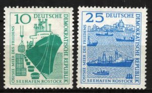 Germany DDR 1958 Rostock Port Ships set of 2 MH