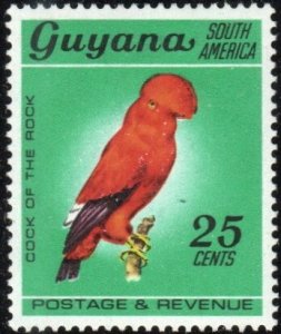 Guyana 47 - Mint-H - 25c Andean Cock-of-the-Rock (1968) (cv $0.75)