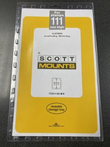 Prinz Scott Stamp Mount - BLACK - Pack of 10 (111x265mm)  STRIP #956