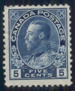 CANADA #111 5¢ dark blue, og, hinged, Scott $175.00