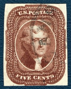 [sto579] USA 1856 Scott#12 used 5¢ brown  Cat $750.00 Expertise W. T. Crowe