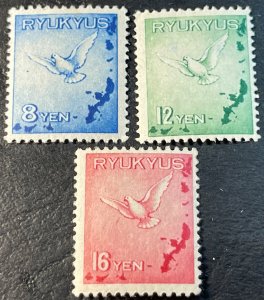 RYUKYU ISLANDS # C1-C3-MINT/HINGED--COMPLETE SET--AIR-MAIL--1950