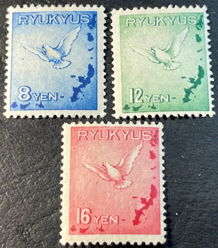 RYUKYU ISLANDS # C1-C3-MINT/HINGED--COMPLETE SET--AIR-MAIL--1950